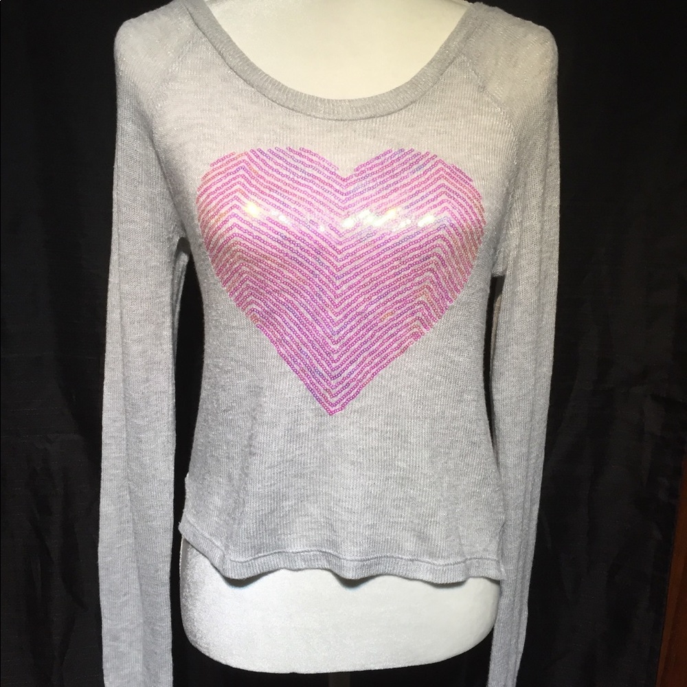 Live Love Dream sweater, light grey with pink
